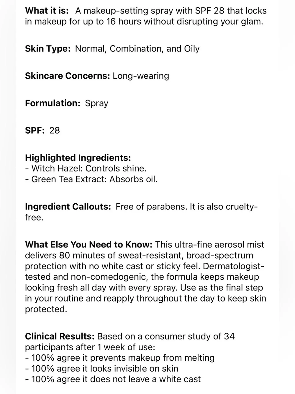 🆕 ONE/SIZE On 'Til Dawn Makeup Setting Spray with SPF 28, 3.6 oz/142 mL